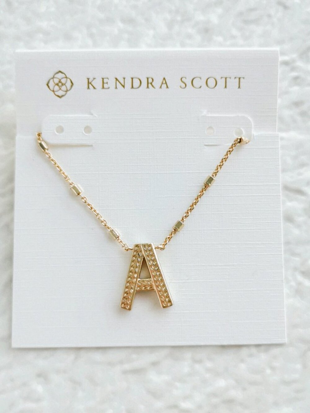 Kendra Scott Letter A Gold Pendant Necklace NEW